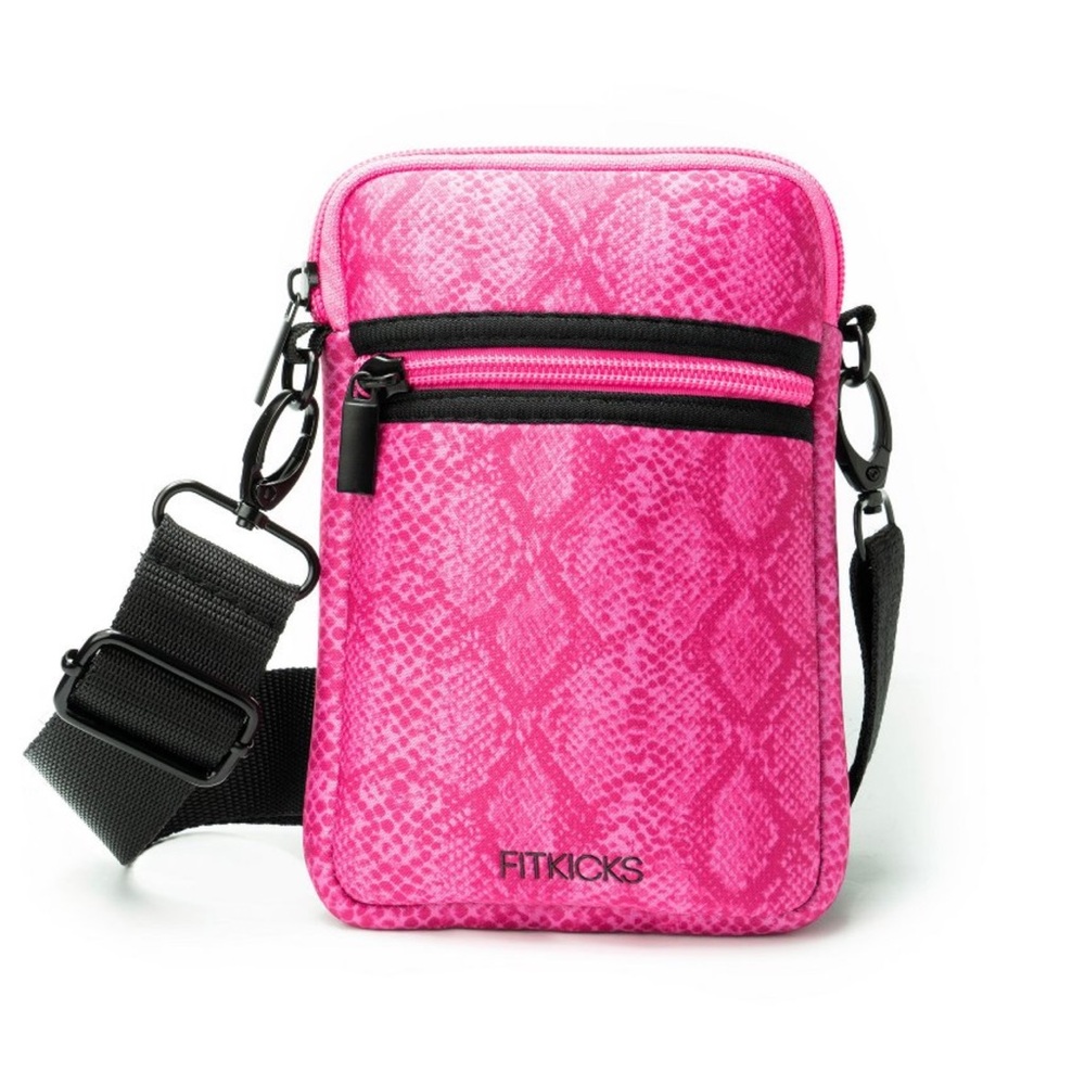 Fitkicks Vivid Pink Snakeskin Crossbody Bag
